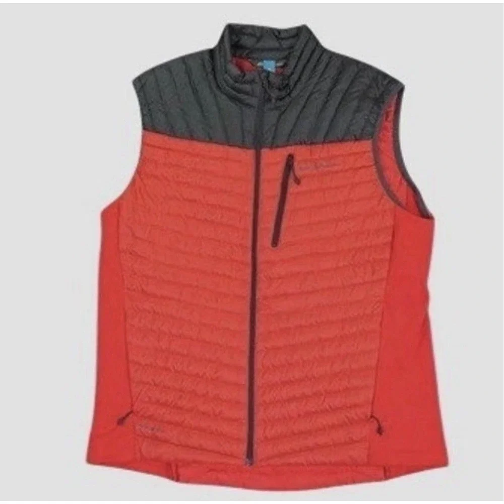 Eddie Bauer First Ascent StormDown 800 Vest Men L Orange Black Puffer Layering